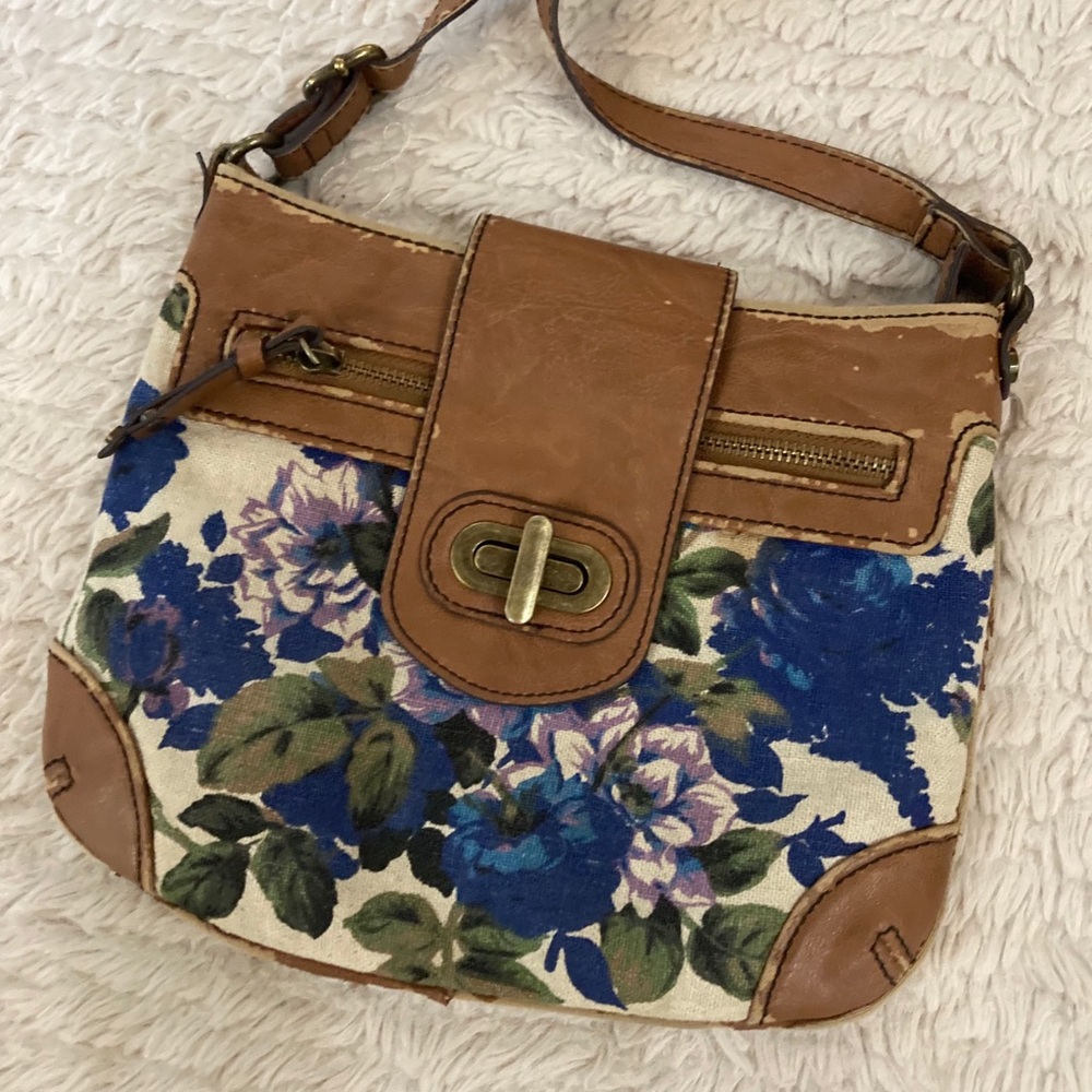 Floral blue/brown fall purse